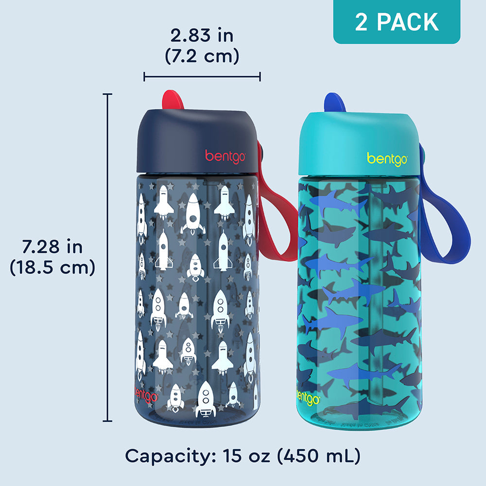 Bentgo Kids Prints Water Bottle (2-Pack)